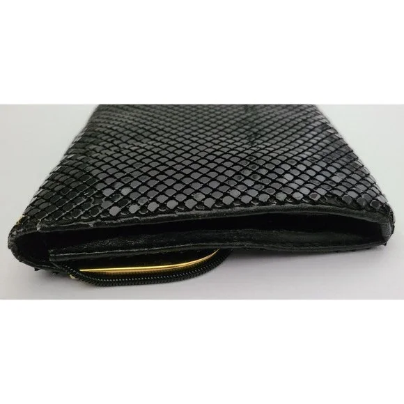 Rebecca Lynn Womens Evening Purse Black Gold Sequin Shoulder Strap 9"x6" - Picture 7 of 8